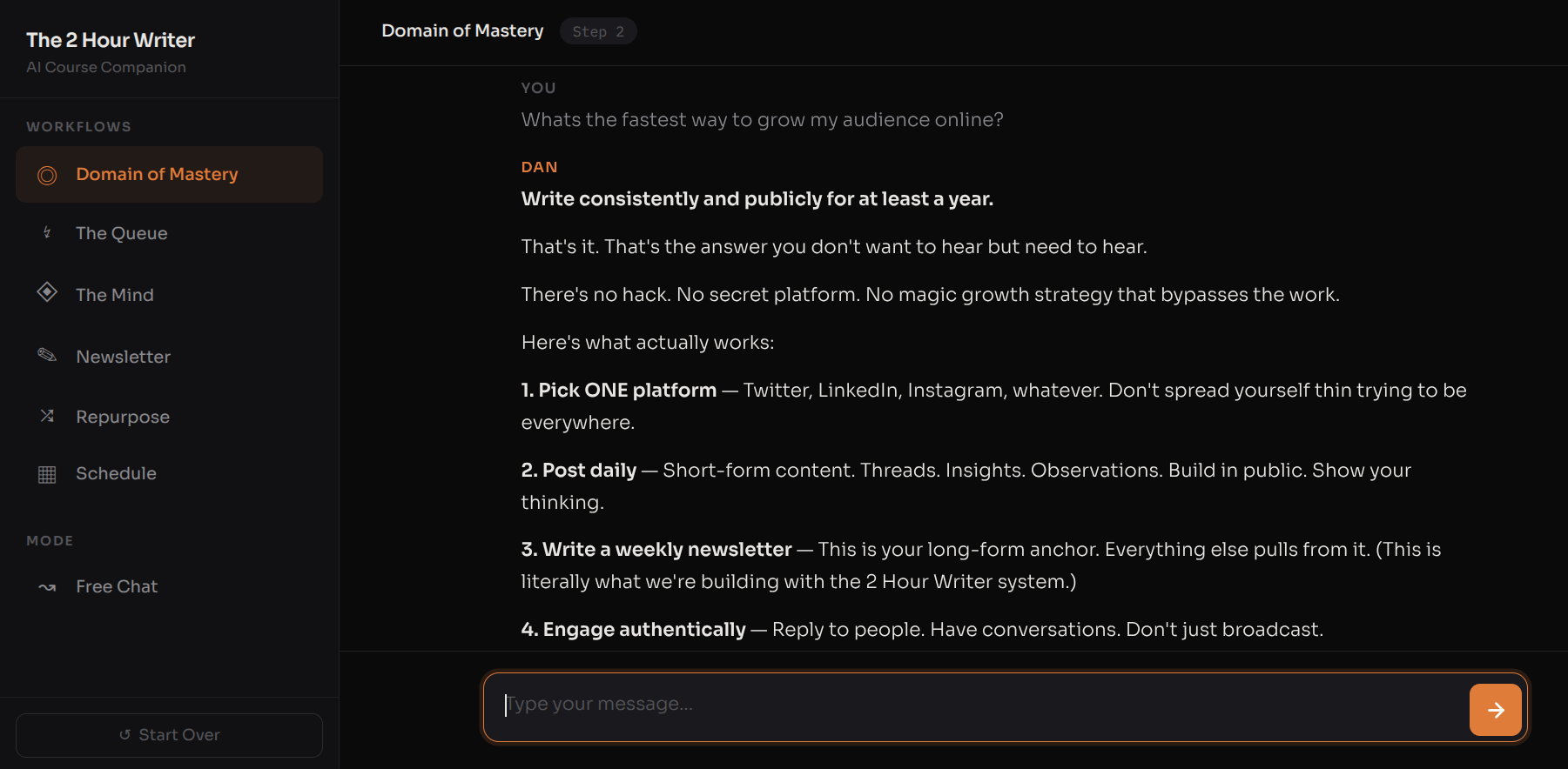 Student asking a question and getting instant guidance